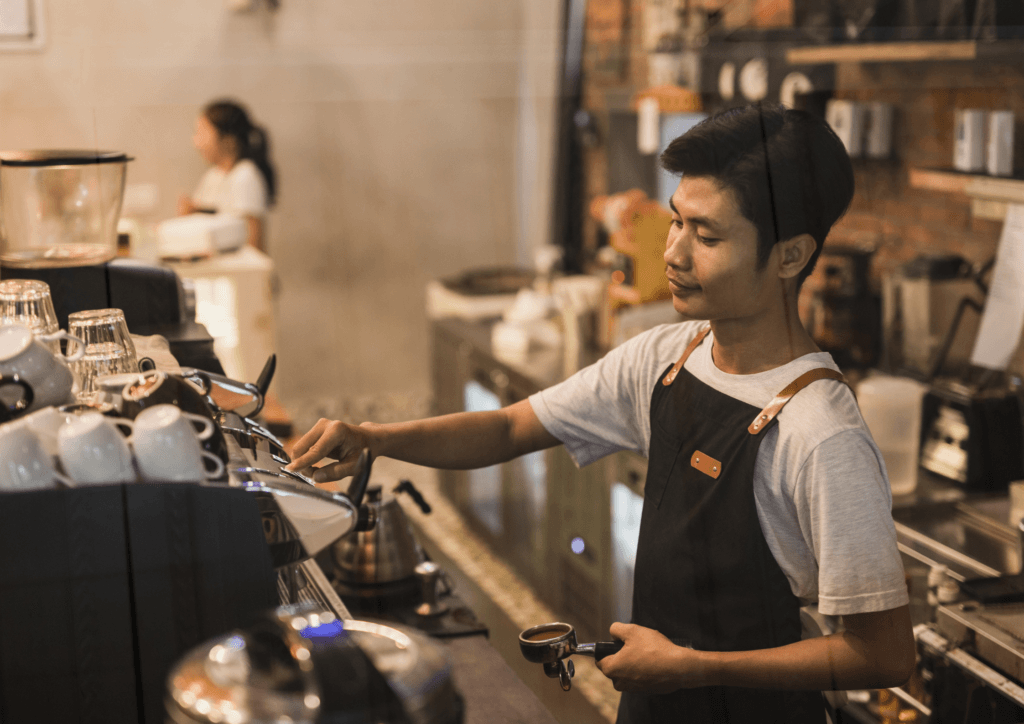 baristas working at the counter in hospitality venue