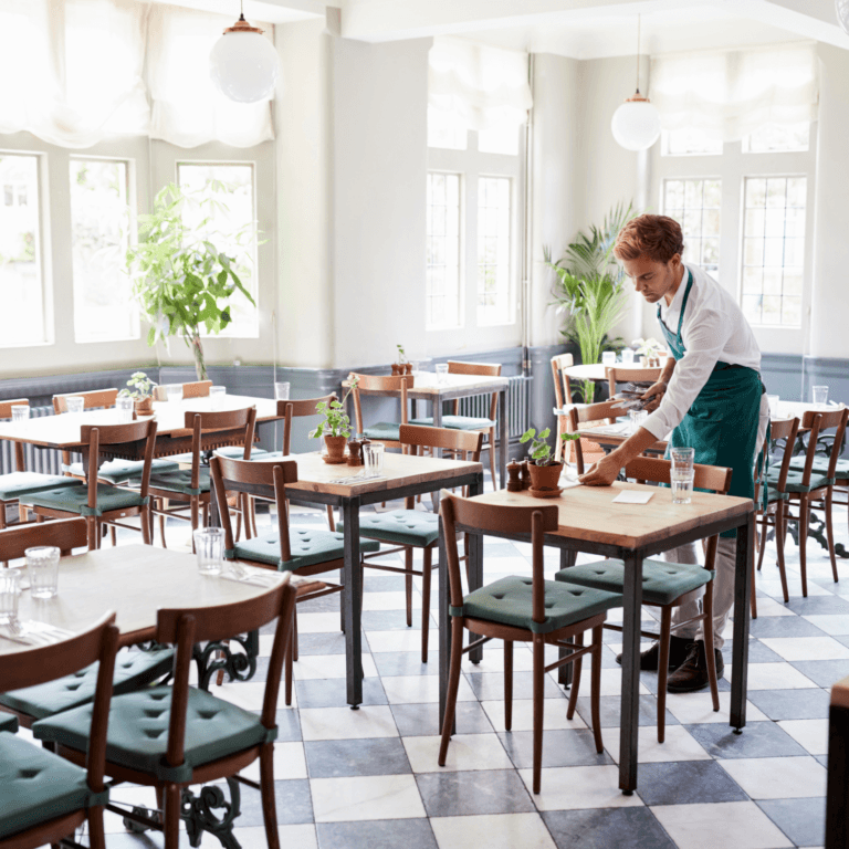 waiter is preparing restuarant