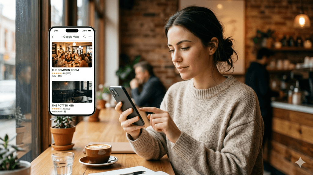 guest choosing restaurant on google maps melbourne