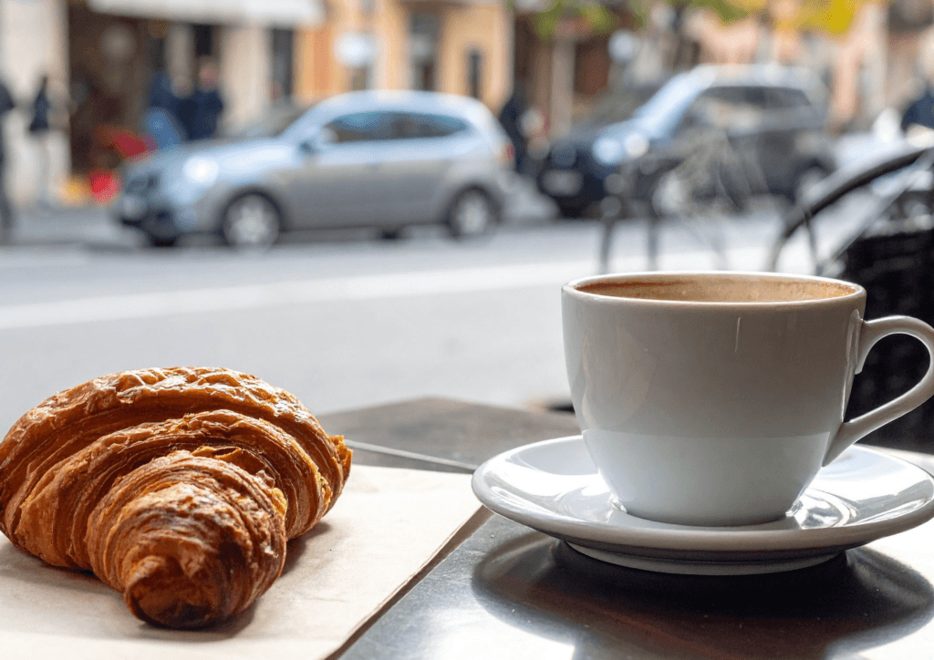 cafe in melbourne - crossaint and latte