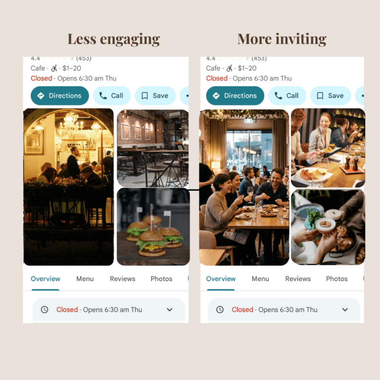good and bad google business profile for restaurant