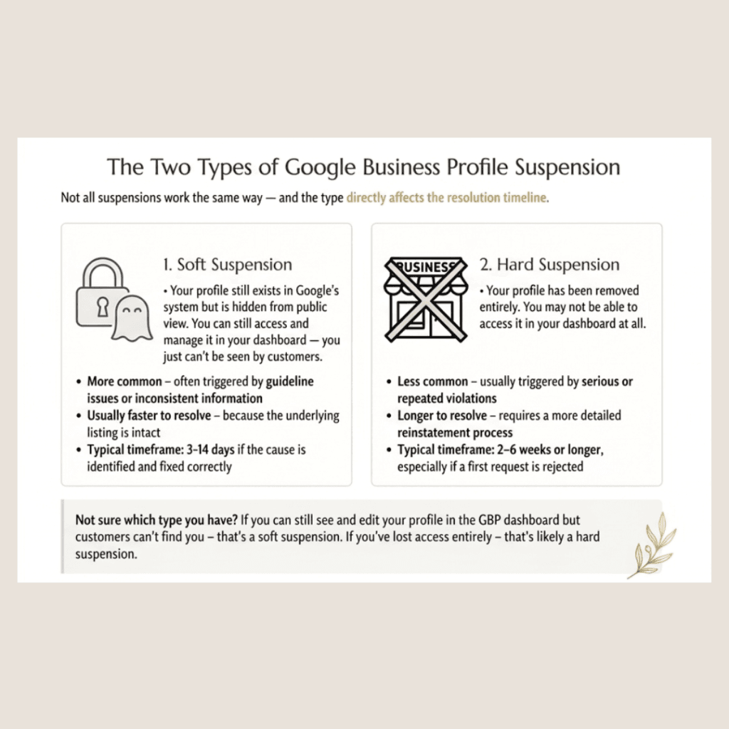 two types of google business profile suspension