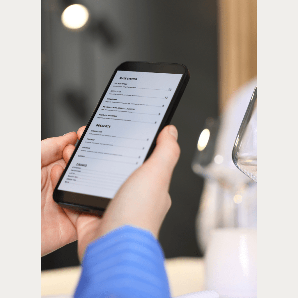 cafe menu on the phone