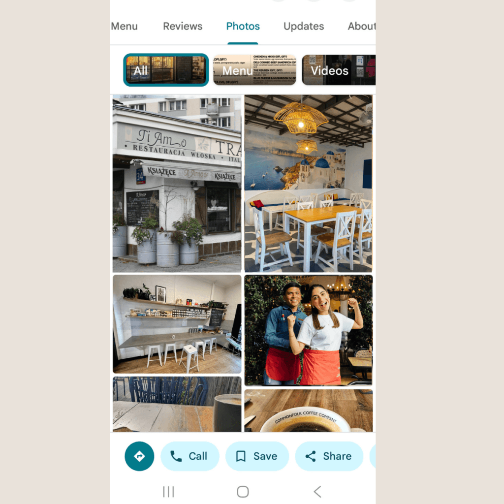 google business profile for restaurants