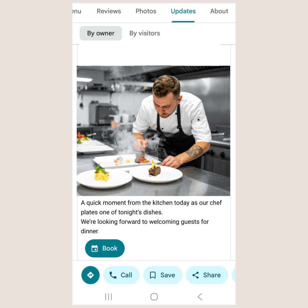 google update example - chef plating dish - behind the scene