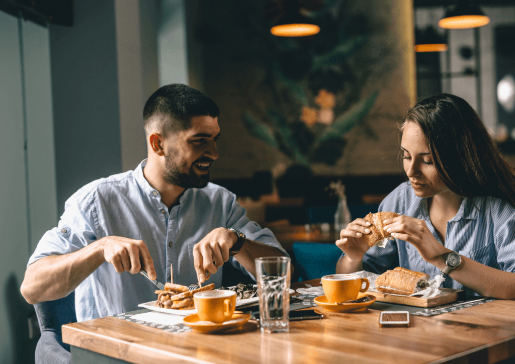couple is dining in the restaurant 