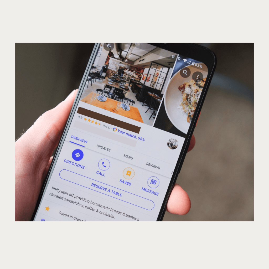 customer searching restaurant on Google Maps