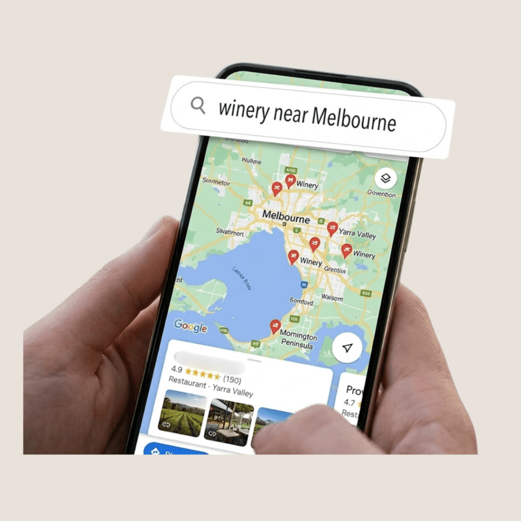 winery near melbourne google maps search on the phone