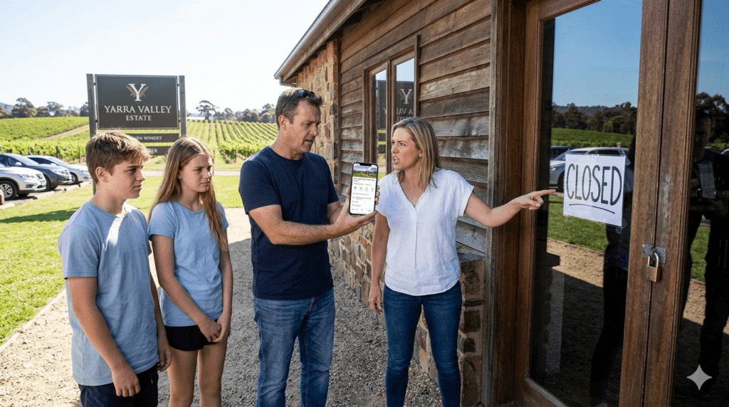 google listing wrong information on yarra valley cellar door - angry family